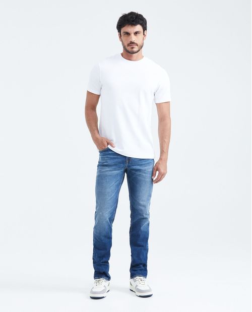 Jean Straight Fit Tiro Medio Boot Cut Azul Medio para Hombre