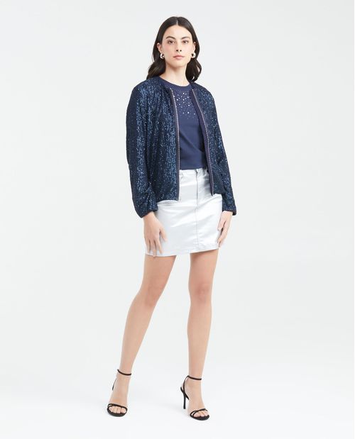 Chaqueta Tipo Bomber con Lentejuelas para Mujer