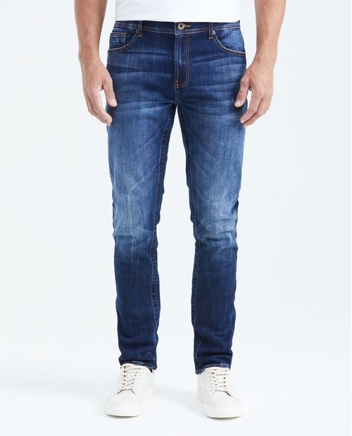 Jean Slim Fit Tiro Medio Bota Slim Azul Ultra Oscuro para Hombre