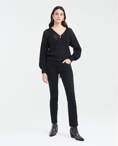 Chaqueta Tejida con Efecto Bomber para Mujer
