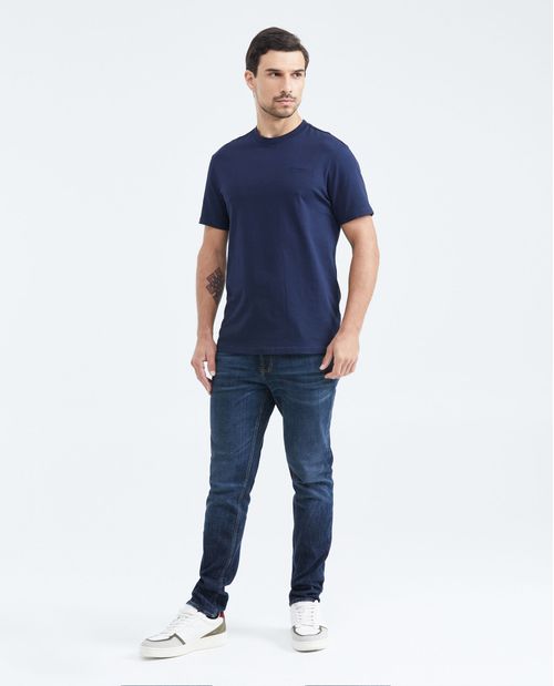 Camiseta Slim Fit con Bordado Cuello Redondo para Hombre
