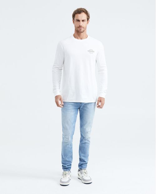 Camiseta Classic Fit Manga Larga con Estampado para Hombre
