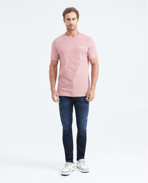 Camiseta Slim Fit con Bordado Cuello Redondo para Hombre