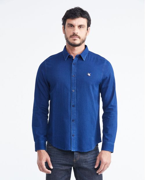 Camisa Slim Fit Manga Larga en Algodón para Hombre