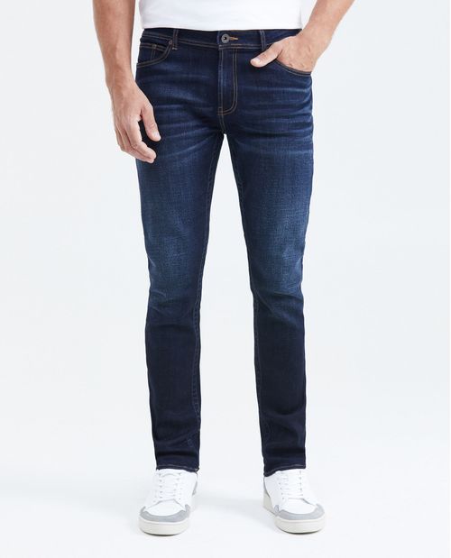 Jean Slim Fit Tiro Medio Bota Slim Azul Oscuro para Hombre