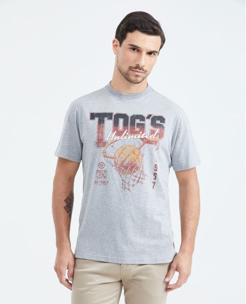 Camiseta Classic Fit Cuello Redondo Efecto Jaspeado para Hombre