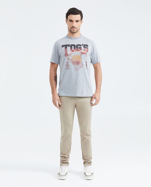 Camiseta Classic Fit Cuello Redondo Efecto Jaspeado para Hombre