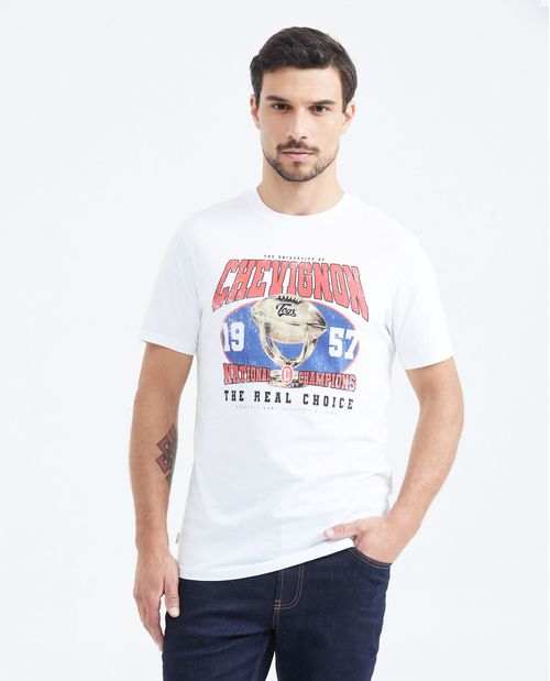 Camiseta Slim Fit Estampada Cuello Redondo para Hombre