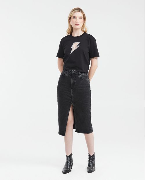 Camiseta Oversize Estampada con Corte Láser para Mujer