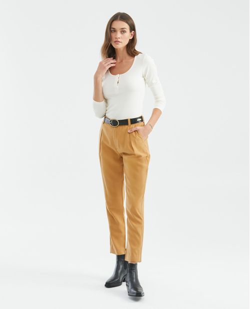 Pantalón de Mujer, Regular Fit Tiro Alto Bota Recta - Básico Casual
