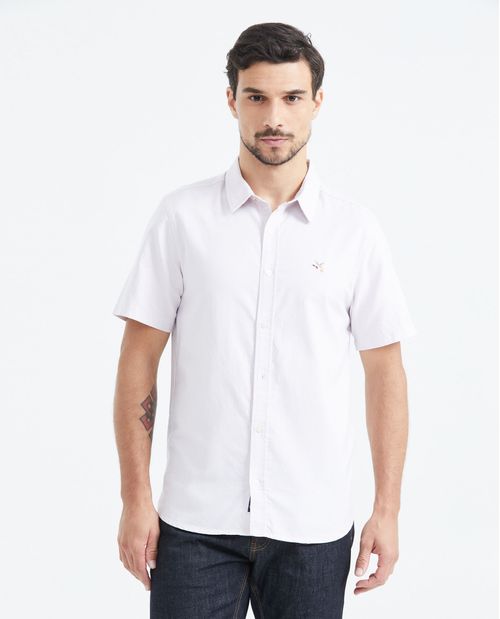 Camisa Slim Fit Manga Corta en Oxford Algodón para Hombre