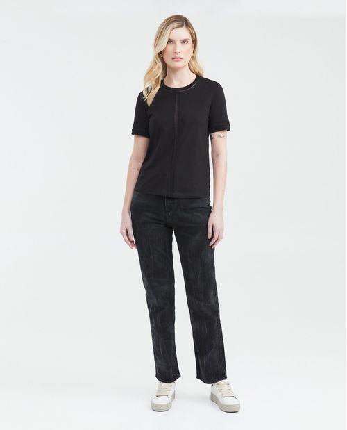 Camiseta con Detalle de Encajes para Mujer