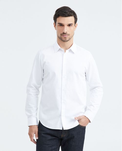 Camisa Slim Fit Manga Larga en Algodón para Hombre