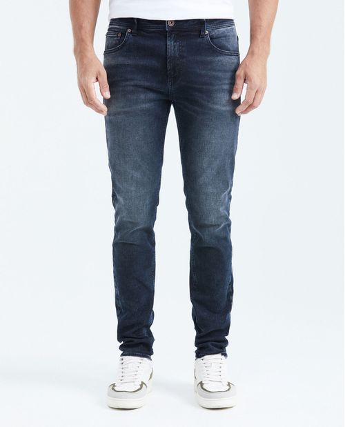 Jean Súper Slim Fit Tiro Medio Bota Super Slim Azul Ultra Oscuro para Hombre