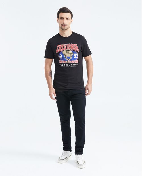 Camiseta Slim Fit Estampada Cuello Redondo para Hombre
