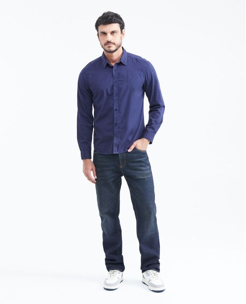 Camisa Slim Fit Manga Larga en Algodón para Hombre