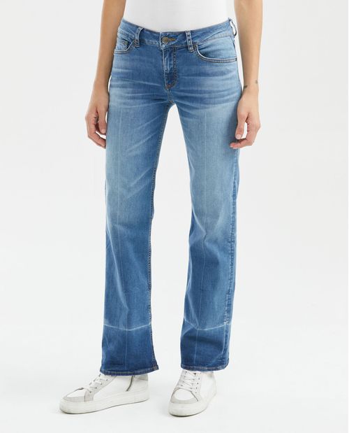 Jean de Mujer Low Rise, Rusty, Bota Relaxed - Azul Medio