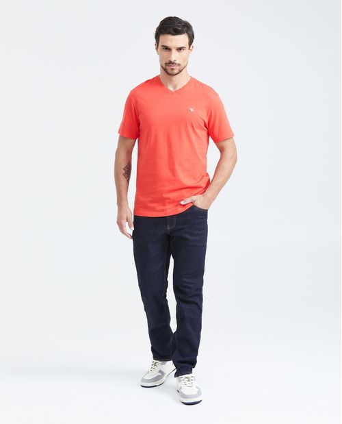 Camiseta Básica Slim fit Cuello en V en Algodón para Hombre
