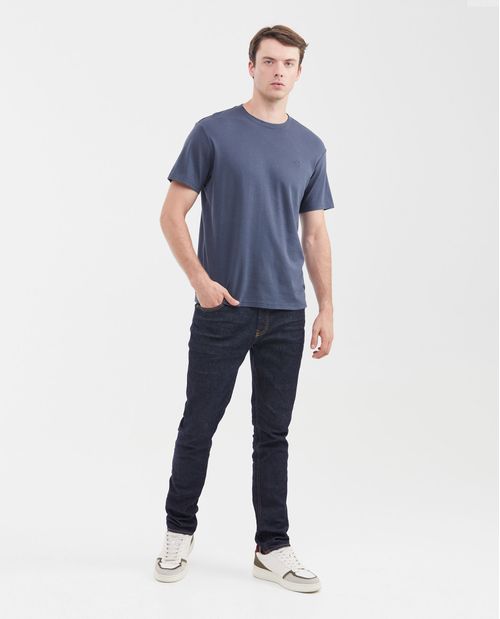 Camiseta Básica Slim Fit Cuello Redondo en Algodón Doble Punto para Hombre