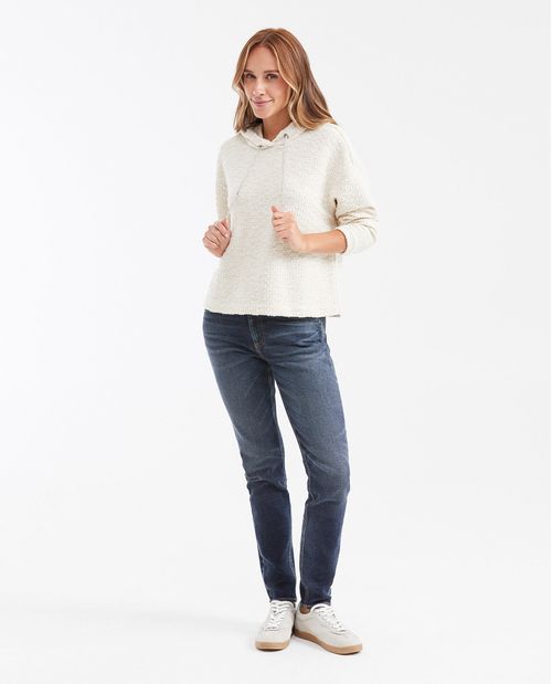 Jean High Rise Bota Slim Azul Oscuro Vintage para Mujer