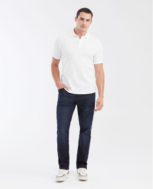 Camiseta Polo Slim Fit con Textura Waffle y Botones Ocultos para Hombre