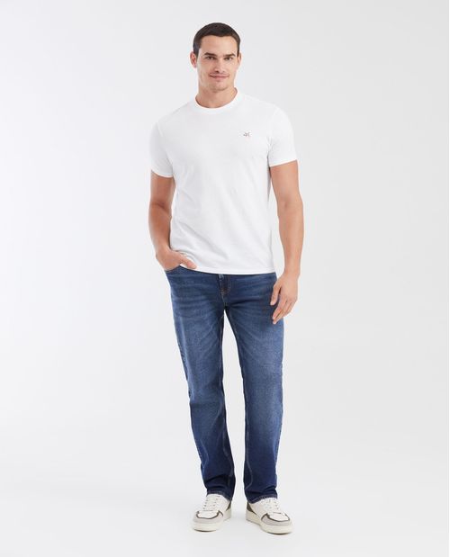 Jean Relaxed Fit Tiro Alto Boot Cut Azul Oscuro Lavado Vintage para Hombre
