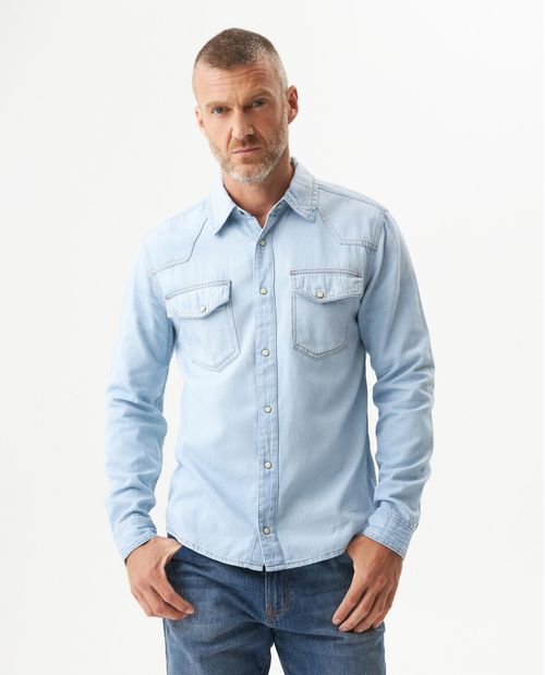 Camisa Manga Larga en Denim para Hombre