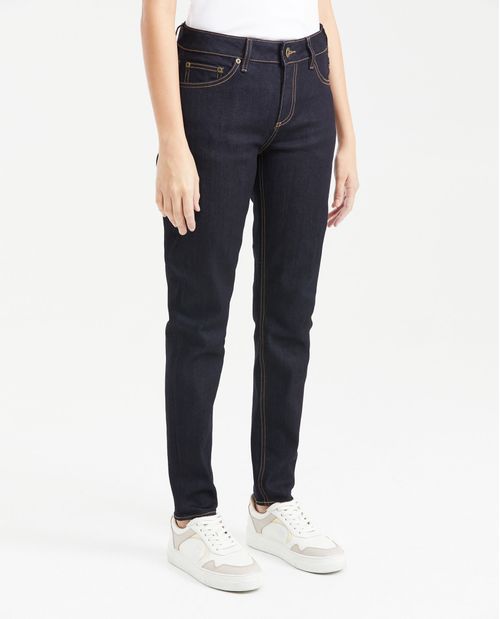 Jean Low Rise Bota Skinny Azul Ultra Oscuro para Mujer
