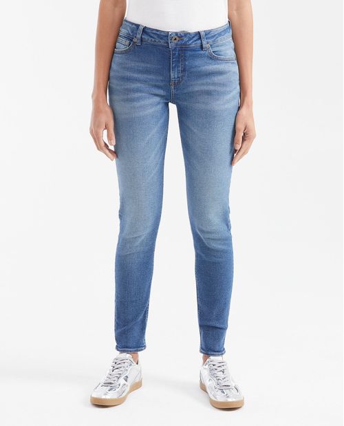 Jean Low Rise Bota Slim Azul Medio para Mujer