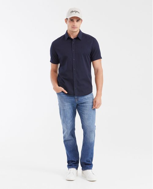 Camisa Slim Fit Manga Corta en 100% Algodón para Hombre