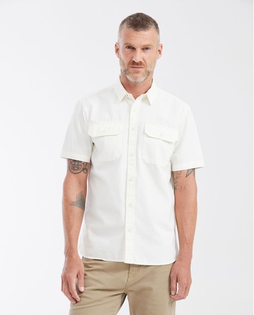 Camisa Slim Fit Manga Corta con Bolsillos Cargo para Hombre