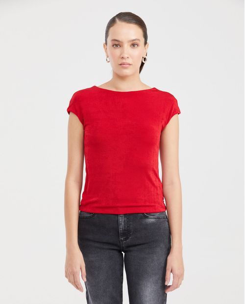 Camiseta Ajustada con Escote Tipo Ojal para Mujer