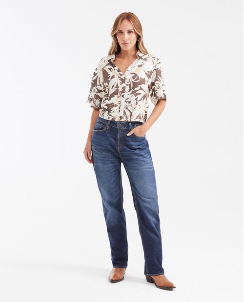 Camisa Estampada Silueta Recta para Mujer