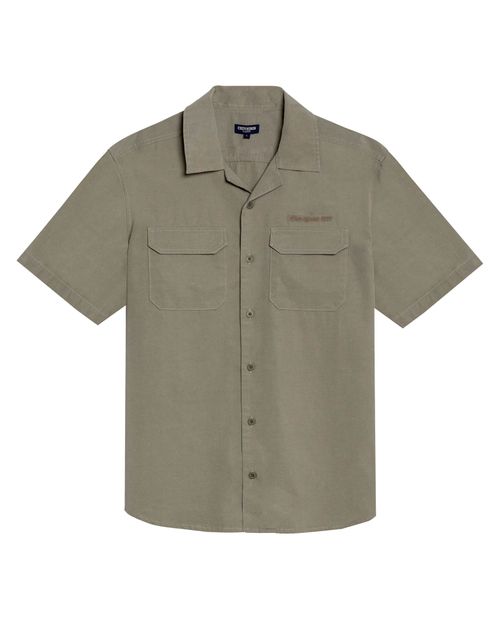 Camisa de Hombre Manga Corta Classic Fit Bolsillos de Parche Mini Solapa en Mezcla de Lyocell y Algodón