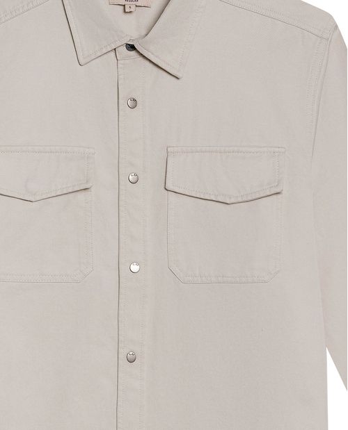 Camisa de Hombre Manga Larga Regular Fit Hiladilla Decorativa en Mezcla de Lyocell y Algodón