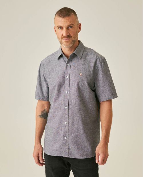 Camisa de Hombre Classic Fit Detalles Internos Tela con Efecto Header en Algodón