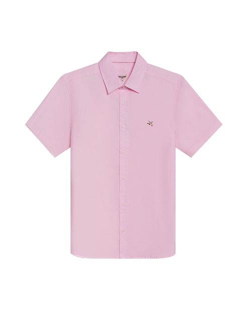 Camisa de Hombre Manga Corta Slim Fit Pato Bordado Tela Oxford en Algodón
