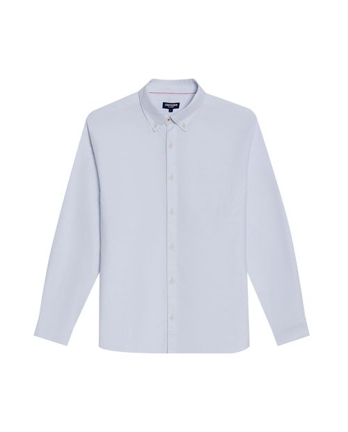 Camisa de Hombre Manga Larga Regular Fit Button Down Bolsillo Espada Tela Oxford en Algodón