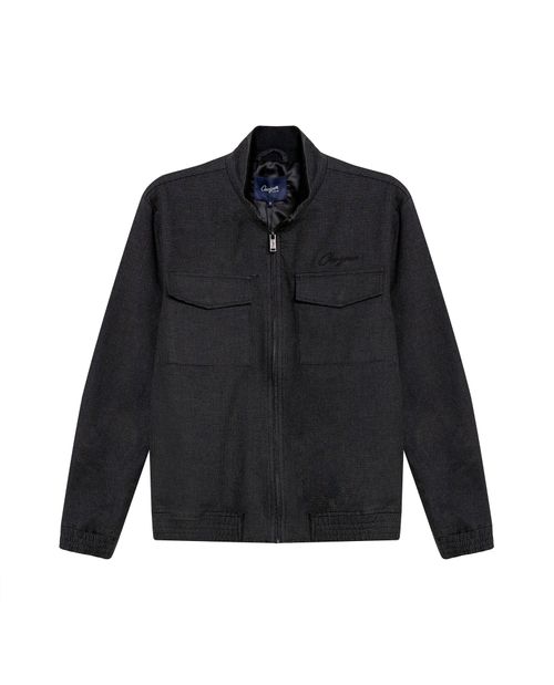 Chaqueta de Hombre Bomber Cuello Alto de Paño Forro Estampado en Mezcla de Algodón