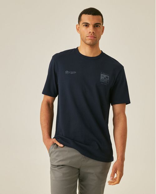 Camiseta de Hombre Classic Fit Manga Corta Gráficos en Ambos Lados Jersey Polonia en Algodón