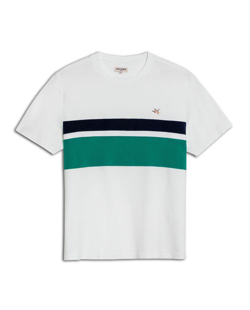 Camiseta de Hombre Slim Fit Manga Corta Bloques Varsity Pato Bordado en Algodón