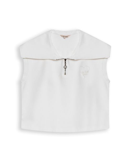 Camiseta de Mujer Moda Tipo Chaleco Media Perilla Cierre con Bordado Jersey en Mezcla Técnica