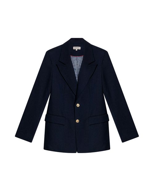Blazer de Mujer Smart Cuello Solapa Ajustable con Broches en Mezcla Técnica