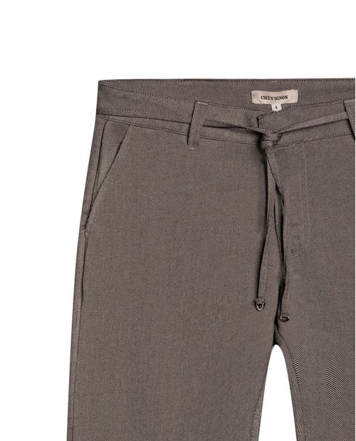 Pantalón de Mujer Chino Tiro Medio con Cinturón Punteras Metálicas Tela Oxford en Mezcla de Poliéster