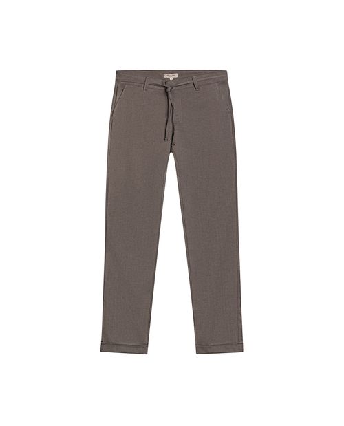 Pantalón de Mujer Chino Tiro Medio con Cinturón Punteras Metálicas Tela Oxford en Mezcla de Poliéster